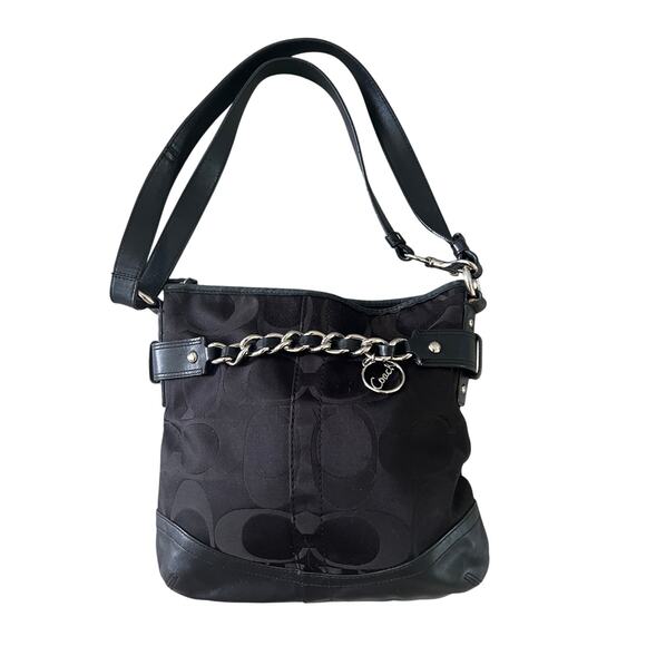 Coach Handbags - Coach Vintage Y2K Signature Optic Chain Shoulder Bag F19730 Black